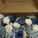 Ling's Moment Dusty Blue Wedding Table Centerpieces Mini Bridesmaid Bouquets Set of 6 Light Blue Rose Bouquets Pre-Made Floral Wedding Centerpieces for Reception Decor (Dusty Blue)