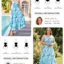 GRACE KARIN Women's 2026 Summer Floral Boho Dress Square Neck Strapped Swing A Line Sundress Beach Long Maxi Outfits (Blue)