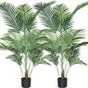 Fopamtri Artificial Areca Palm Plant 4.6 Feet Fake Palm Tree with 15 Trunks Faux Tree for Indoor Outdoor Modern Decor Feaux Dypsis Lutescens Plants in Pot for Home Office Housewarming Gift, 2 Pack