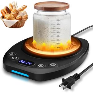 MQFORU Upgrade Sourdough Starter Warmer Mat, Precise 1F Thermostat Control (70-120F), Smart Memory Leavening Pad for Kitchen Sourdough and Bagels, 0-24H Timer with US Plug, C/F Display