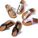 Torotto Boys Girls Cork Footbed Sandals Kids Flip Flops with Adjustable Braided Straps (Toddler/Little Kid/Big Kid) (Rainbow)