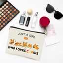 2 x JFEHBFL Corgi Gifts for Corgi Lovers, Corgi Dog Makeup Bag, Birthday Decoration Cosmetic Pouch, Just A Girl Who Loves Corgis Pouch, Zipper Travel Cosmetic Bag