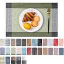 CADONO Placemats Set of 6 Washable Indoor/Outdoor Vinyl Place Mats for Dining Table Durable Non-Slip Heat Resistant PVC Weave Table MatsRhombus-Green