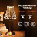 Liliful 1 Pcs LED Portable Cordless Gold Table Lamp Touch Battery Operated Rechargeable Desk Lamp 3 Color Dimmable for Bedroom Living Room Dining (Rose Style)