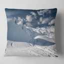 Designart Ski Tracks on a Slope' Landscape Photo Throw Cushion Pillow Cover for Living Room, Sofa 16 in. x 16 in