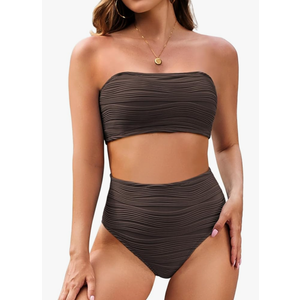 Pink Queen Women Bikini Set 2025 Removable Strap Textured Two Piece Swimsuits High Cut Bathing Suits L