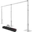 Pipe and Drape Backdrop Stand, 12x20ft Heavy Duty Adjustable Background Frame with Metal Base, Back Drop Holder for Parties Photography Wedding Photoshoot Decoration (Silver)