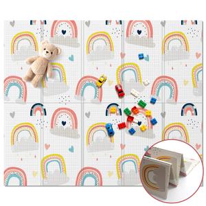 Noonkty 71x59 Foldable Foam Baby Play Mat for Floor, Babies Activity Tummy Time Playmat, Kids Non Toxic Foam Thick Play Mat for Baby, Toddlers, Waterproof & Anti-slip Crawling Mats,Rainbow,71x59x0.4