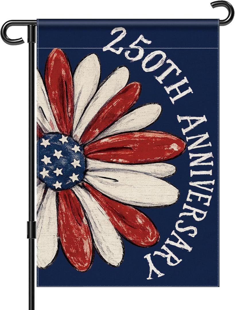 3 x 250th Anniversary America Garden Flag, 250 Anniversary USA Flag Patriotic Banner 250 Years of Freedom Yard Sign 4th of July Double-Sided Waterproof 1776-2026 Commemorative Flag 12x18 Inch