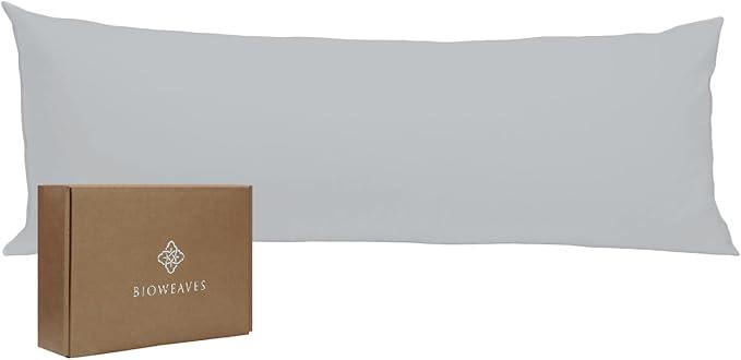 Bioweaves 100% Organic Cotton Body Pillow Cover for Body Pillowcases 300 Thread Count Soft Sateen Weave GOTS Certified with Zipped Closure - 21" x 54", 
Gray