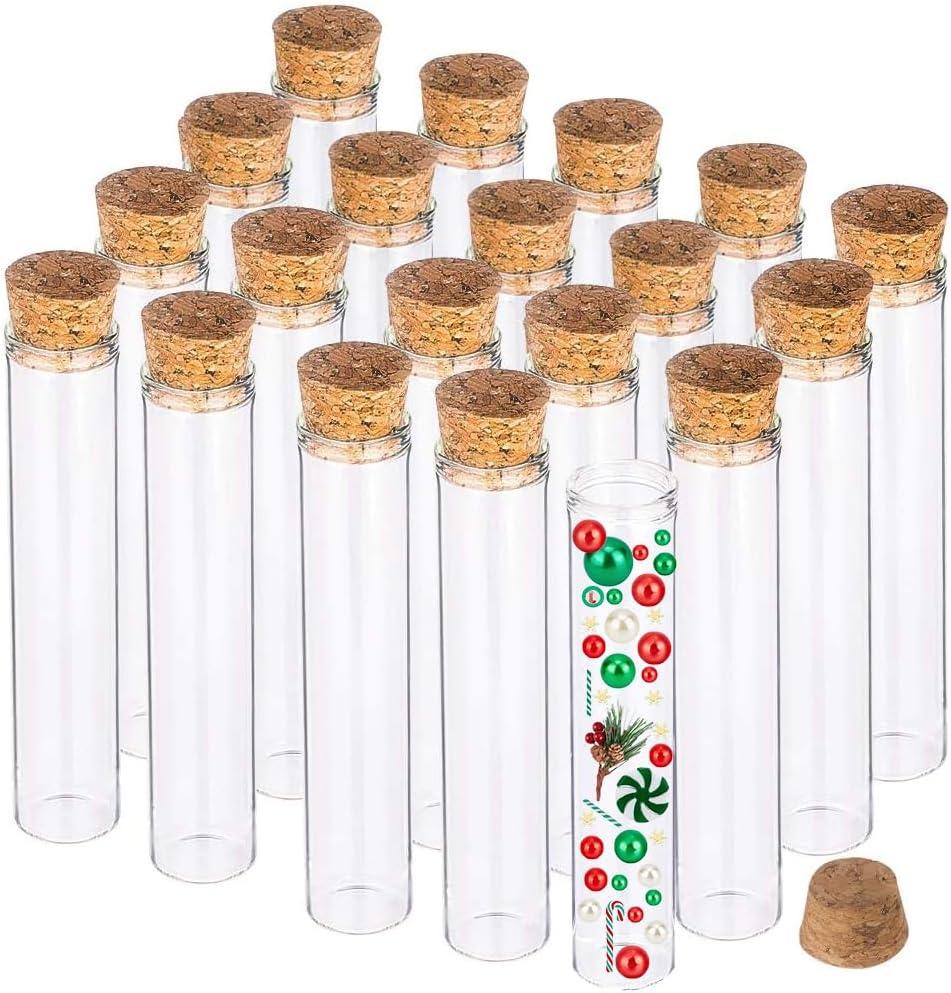 BENECREAT 25 Pack 25ml Glass Tubes Transparent Decoration Bottles with Cork Stoppers for Arts, Crafts and Other Small Projects