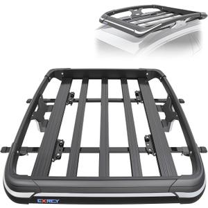 Roof Basket,Anti-Rust Aluminum Roof Basket,Universal Rooftop Cargo Carrier,Suitable for roof Racks, Equipped with crossbars,50"x37.8"x6",200lb Supports,Black