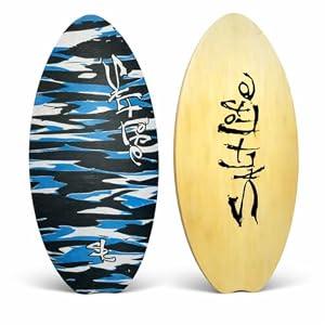 SALT LIFE Wooden Skimboard for Beach Skimming, High-Gloss Coated Wood Skim Board with EVA Traction Pad, Beginner-Friendly for Kids, Teens & Adults