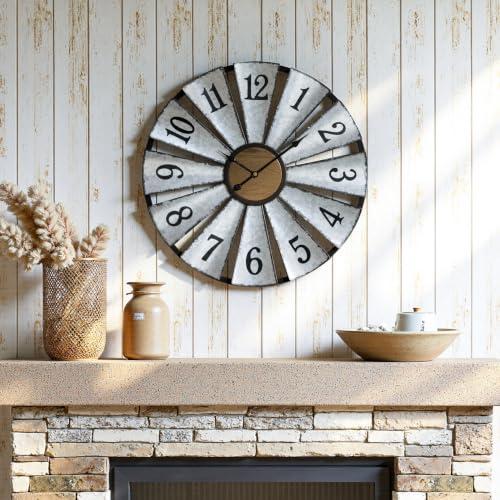Vantic 24'' Windmill Large Wall Clock, Distressed Metal Clock