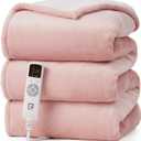 EHEYCIGA Heated Blanket - Electric Throw with 9 Heating Levels & 10 Hr Auto Off, Soft Cozy Sherpa Washable Blanket, 50 x 60 Inches (Pink)