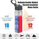 Volhoply Insulated Water Bottles with Straw Bulk 4 Pack, 22 oz Stainless Steel Sports Bottle with Handle Lid,Double Walled Vacuum Metal Water Cups with Wide Mouth, Reusable Waterbottle(Mix,4 Set)