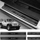 ZZEQYG 4 Pcs Stainless Steel Door Sill Protector Compatible with Jeep Wrangler JK/JKU Unlimited Sport Sahara Rubincon 2007-2017 Accessories Front and Rear Door Car Door Sill Guards (Carbon Fiber)