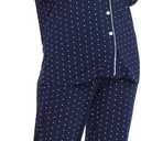 Joyaria Womens Bamboo Viscose Pajama Sets Long Sleeve Button Down Cooling Sleepwear Soft Comfortable Pj Pants Set for Women (Medium, Long-navy Polka Dot)