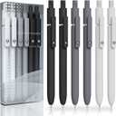 ACEES Gel Pens, 6 Pcs 0.5mm Fine Point Black Ink Pen With Smooth Writing, Office Desk Accessories, Writing Supplies Gifts for Men Women, Quick Dry Pens Ballpoint For Journaling, Black/Gray/White