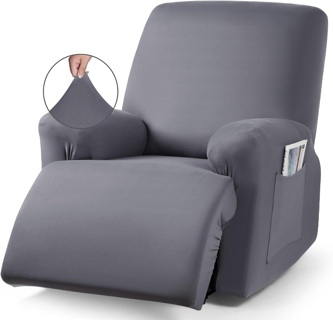 TAOCOCO Stretch Recliner Chair Covers 3-Piece Recliner Covers for Recliner Chair, Softness Polyester Fabric Reclining Chair Cover Furniture Protector - Fits Most Recliner Sizes (Light Gray)
