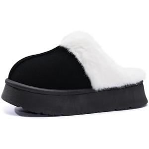 VIVASUN Platform Slippers for Women Memory Foam House Slippers Thick Sole Slip-Resistant Fuzzy House Shoes Winter Indoor and Outdoor, 44-45