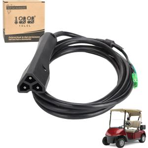 10L0L Golf Cart 48V Battery Charger Plug for EZGO TXT & RXV, 3-Pin Triangle Handle Plug with 8 inch DC Cable Cord, OEM# 611218 604321 8009