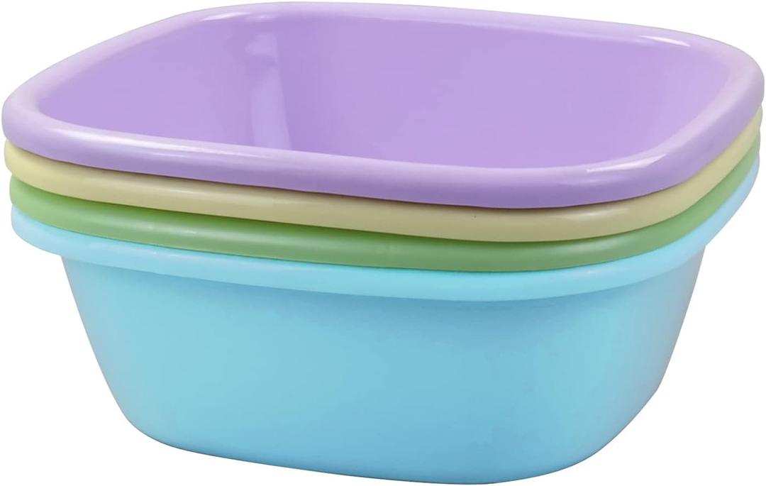 4-Pack 8 Quart Plastic Wash Basin, Small Basins for Children