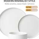 GZG Classic Series - Plates and Bowls Set for 6, 18 Piece Stoneware Dinnerware Sets, Microwave and Dishwasher Safe Lead-Free Handcrafted Ceramic Dishes Set - Ivory White