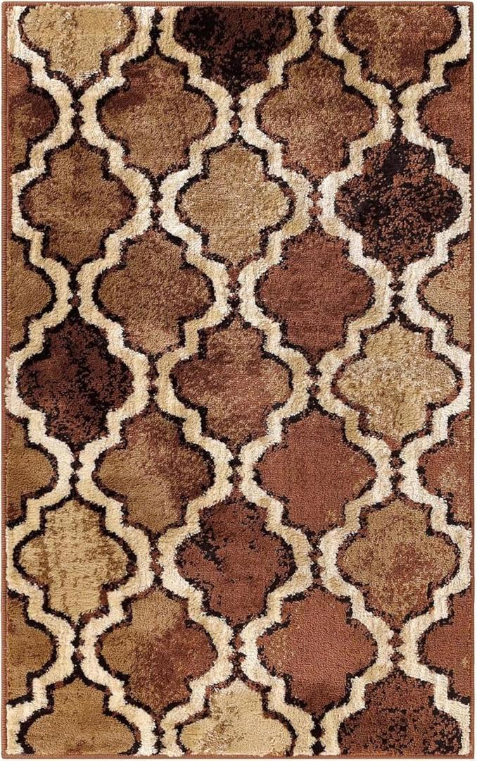 Superior Indoor Small Area Rug, Jute Backed, Perfect for Living/ Dining Room, Bedroom, Office, Kitchen, Entryway, Modern Geometric Trellis Floor Decor, Viking Collection, 4' x 6', Brown