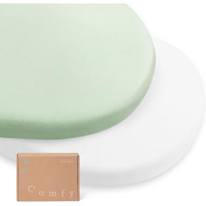 PurComfy Supersoft Fitted Bassinet Sheets, Premium Bamboo Viscose Cradle Sheets, Streachy Hypoallergenic Breathable Moses Basket Oval Rectangle Pad/Mattress Universal Fit for Halo, Dream on Me, 2-Pack (Cream & Sage) PurComfy Supersoft Fitted Bassinet Sheets, Premium Bamboo Viscose Cradle Sheets, Streachy Hypoallergenic Breathable Moses Basket Oval Rectangle Pad/Mattress Universal Fit for Halo, Dream on Me, 2-Pack (Cream & Sage)