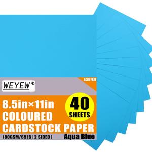 Aqua blue Cardstock 8.5 x 11 Thick Paper, 40 Sheets 65 LB/180 GSM, Cardstock Printer Paper for Invitations, Menus, Wedding, DIY Cards, Kids School Supplies