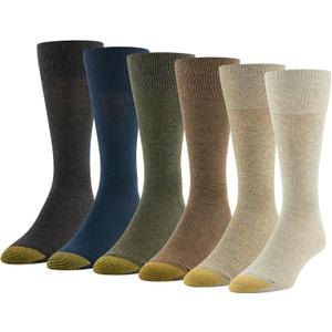 GOLDTOE Men's Cambridge Crew Socks, 6-Pairs (Large)