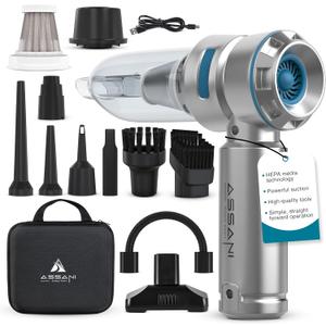 Cordless Car Vacuum Cleaner  15000PA High Power Portable Vacuum for Car with Vacuum, Blower, Inflation & Deflation Modes, Flexible Hose for Hard-to-Reach Areas, HEPA Filters & Hard-Shell Carry Case