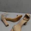Ankis Nude Heels for Women - Open Toe Ankle Strap Chunky Heel Pump Sandals Party Wedding Strappy Buckle Sandals Standard Size 4 Inches Tall Thick Heel Design, Size 10