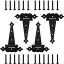 WellMade T-Strap Gate Hinges Heavy Duty,Decorative Hammered T Hinges, Outdoor Hinges for Wood gate,6 Inch Tee Hinges for for Wood Shed Door Hardware Barn Door/Wooden Fences (Black,4 Pack)