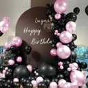 Metallic Pink Black Balloons Arch Kit, 151Pcs Black Chrome Pink and Bobo Balloons Garland 18 12 10 5 inch for Birthday Wedding Bachelorette Anniversary Halloween Christmas Party Decorations