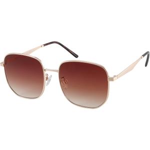 JOOX Trendy Oversized Square Sunglasses for Women Men Classic Metal Hexagon Sun Glasses Ladies UV400 Protection Shades (Gold/Gradient Brown)