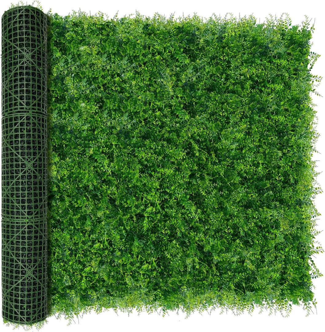 Greenery Faux Grass Wall Backdrop: 60"x120" (50 SQFT) UV-Anti Artificial Green Boxwood Panel for Patio Balcony Privacy & Ivy Fence Covering Privacy, Garden, Backyard Wall Backdrop Decor