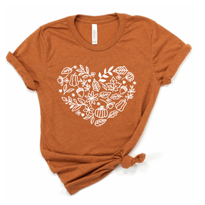 Floral Pumpkin for Women Halloween V Neck Fall Heart T-Shirt Thanksgiving Tops Cute Autumn Graphic Tees Costume Tops (Brown1, S)