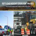 15 ft Height Stick for Semi Trucks, Telesopic Load Height Measuring Sticks with Portable Bag & Folding Cross Pole, Heavy Duty Haul Carrier Essential Tool for Oversize Trailer, Car Haulers