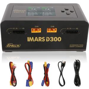 Gens Ace Lipo Battery Charger IMARS D300 G-Tech Series Smart Dual Lipo Charger 16A AC 300W DC 700W Lipo ChargerBlack