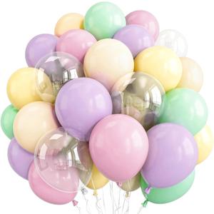 Pastel Rainbow Party Balloons Assorted Colors, Pastel Light Purple Pink Yellow Green Latex Multicolor Balloons for Girl Colorful Candy Princess Ice Cream Birthday Bridal Baby Shower Party Decorations