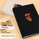 450 Pocket 4x6 Photo Album with Writing Space, Linen Cover, Black