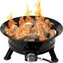 Flame King Smokeless Propane Fire Pit, 24-inch Portable Firebowl, 58K BTU with Self Igniter, Cover, & Carry Straps for RV, Camping, & Outdoor Living