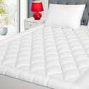 King Mattress Pad Extra Thick Cotton Mattress Topper Quilted Fitted Mattress Cover 18-22" Deep Pocket Down Alternative Pillow Top Fluffy & Breathable (78x80 Inches, White, Thick)