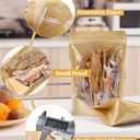 FireKylin 100 PCS Stand Up Pouches,3.9" x 5.9" Paper Bags With Window Clear Front Pouches Resealable Zipper Food Storage Brown