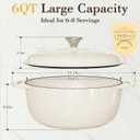 Umite Chef 6QT Enameled Cast Iron Dutch Oven with Lid, Versatile Heavy-Duty Cookware Pot for Baking Bread, Braising, Soups & Stews, Oven & Stovetop Safe with Heat Resistant GlovesCream White