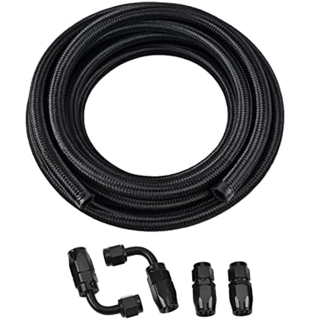 EVIL ENERGY 6AN Fuel Line Kit, AN6 Braided Nylon Fuel Hose CPE 10FT Black