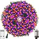 Chuya Halloween String Light Decor Orange Purple Lights 105FT 300 LED Fairy Light END to END Plug UL588 Waterproof Outdoor Indoor Decoration for Party Yard Christmas Tree(No Music)