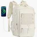 Travel Backpack for Women Men 17 Inch Laptop Backpacks with USB Port Carry on Bag Airline Approved Large College School Bookbags Waterproof Work Business Sport Rucksack Casual Daypack (White)